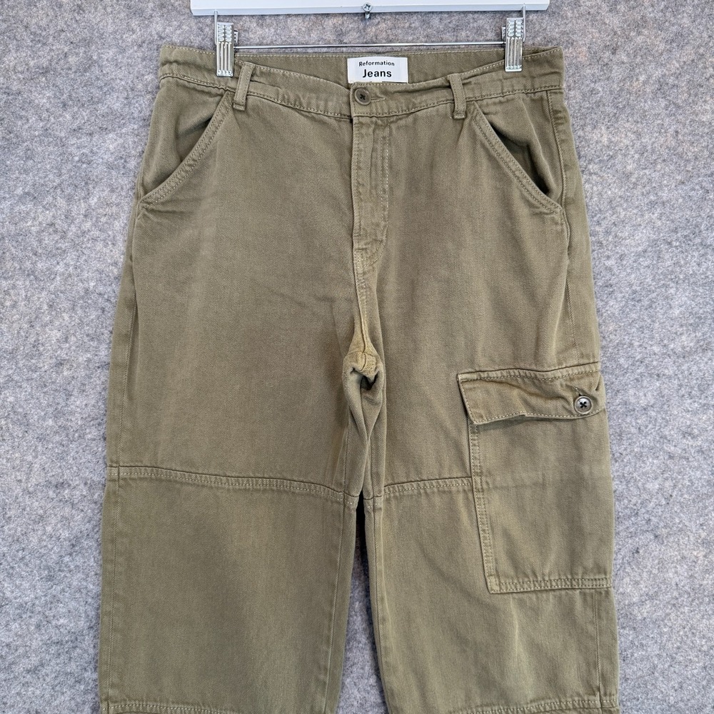 Reformation Jeans Cargo Pants Womens‎ 29 Olive Military Green Straight Organic - Picture 2 of 14